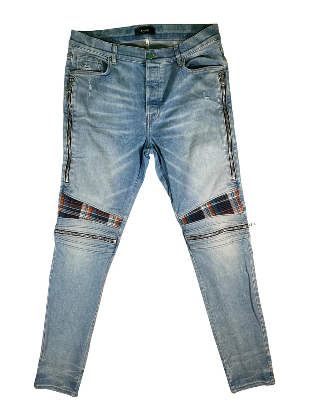 Amiri MX2 Plaid Patch Light Wash, Orange