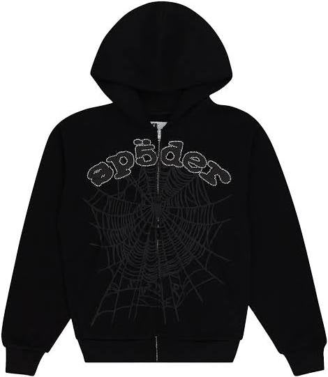 Sp5der Men's OG Web V2 Rhinestone Zip-Up Hoodie