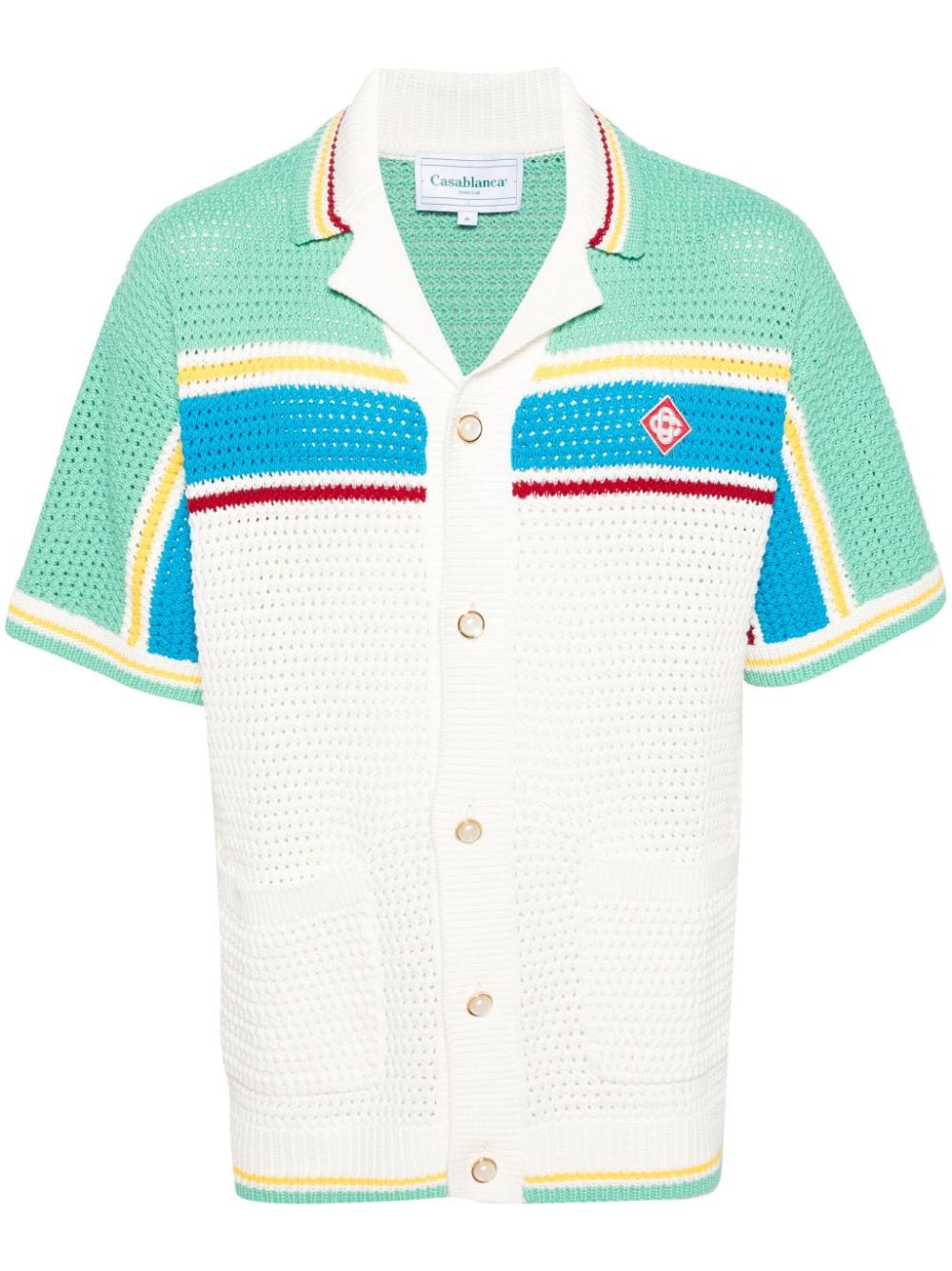 Casablanca Men's Crochet Tennis Set in White/Blue Multi