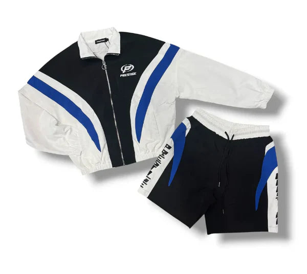 PRESTIGE NYLON JACKET & SHORTS SET- Blue