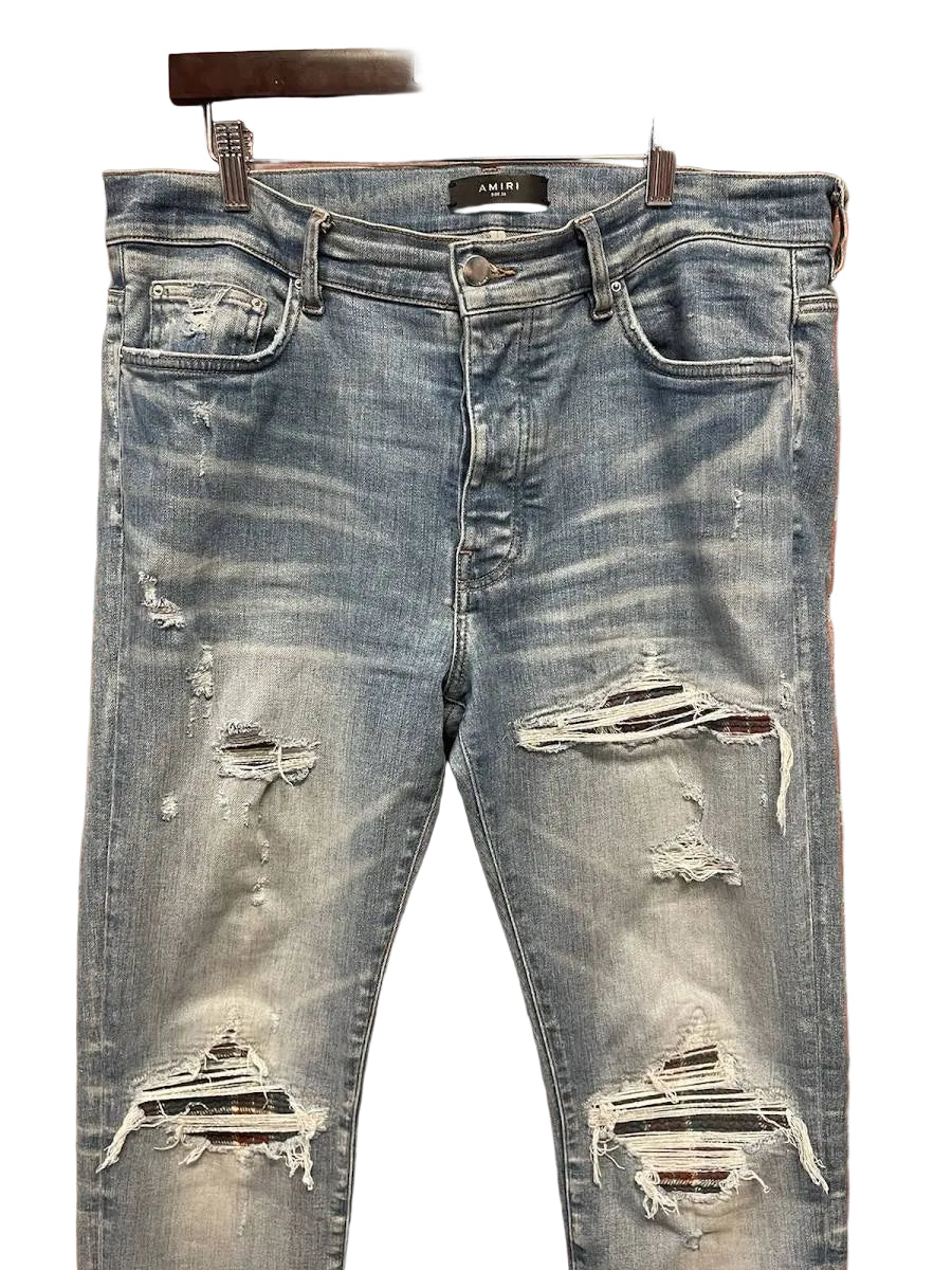 Amiri MX1 Plaid Patch Light Wash