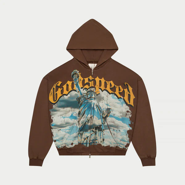 Godspeed “Chrome Liberty” Zip Hoodie Brown