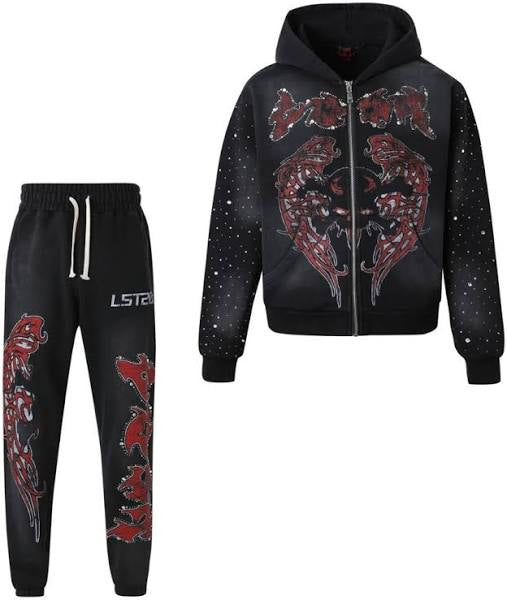 Lost Intricacy Evil Wing Zip Up Hoodie and Sweatpants Set
