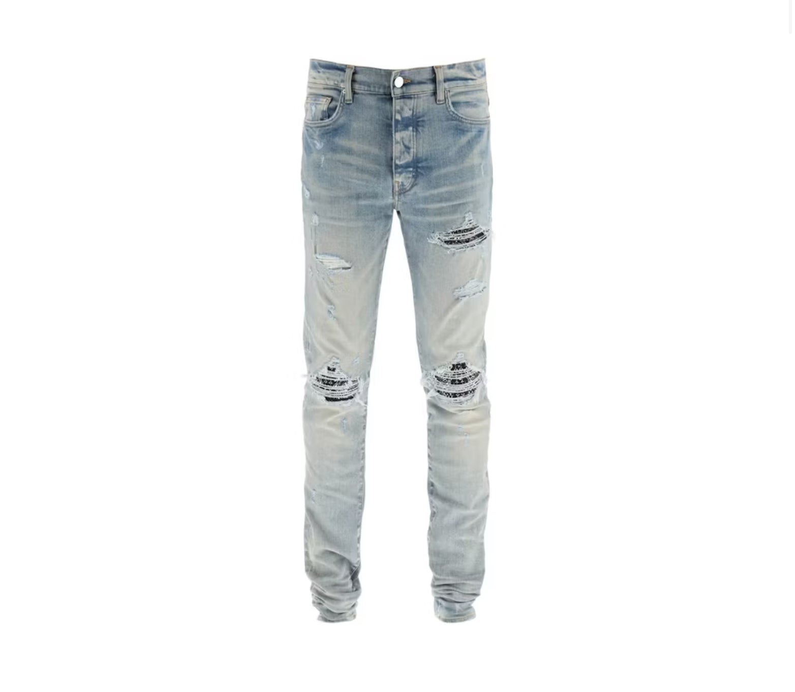Amiri black paisley patch jeans