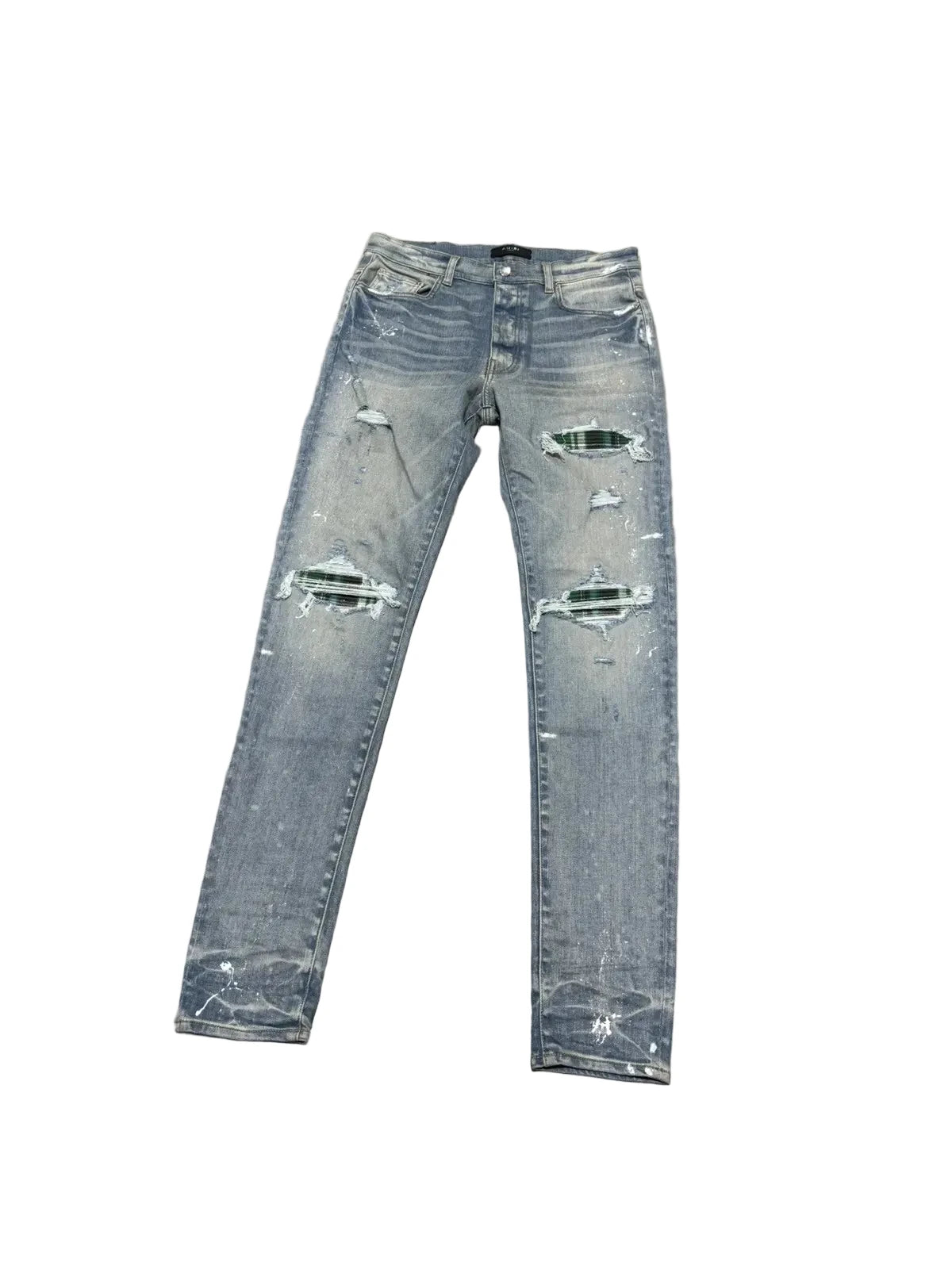 Amiri Mx1 “Green Plaid” Patch Jeans