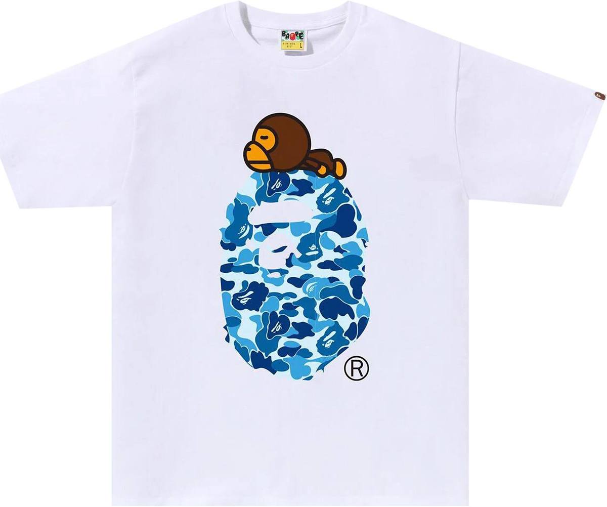BAPE ABC Camo Milo On Big Ape Tee 'White/Blue'