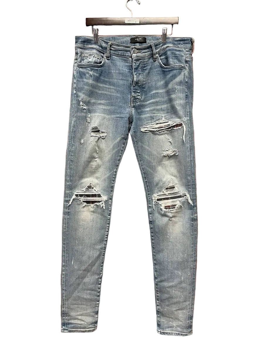 Amiri MX1 Plaid Patch Light Wash