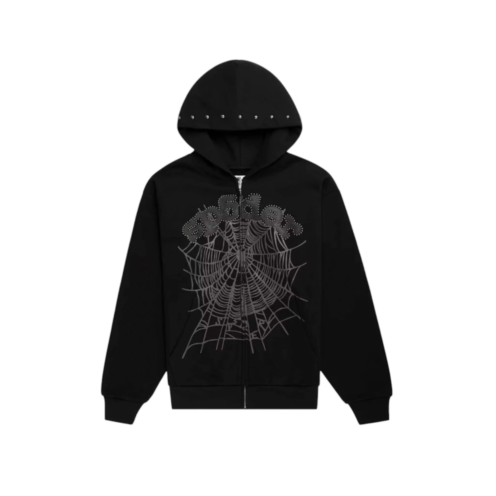 Sp5der OG Web Studded Zip Hoodie