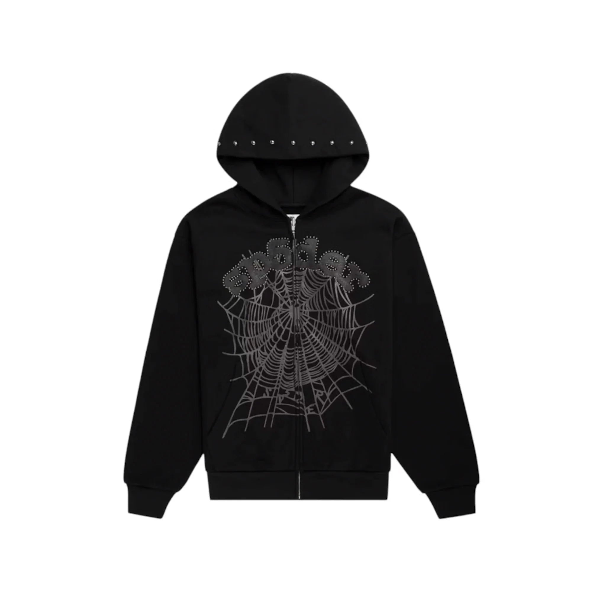 Sp5der OG Web Studded Zip Hoodie