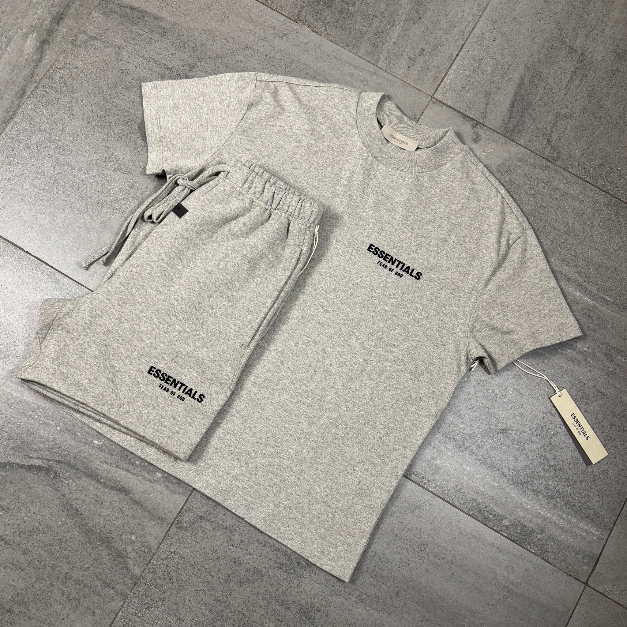 FEAR OF GOD ESSENTIALS SHORT SET Dark Heather Grey (SS23)