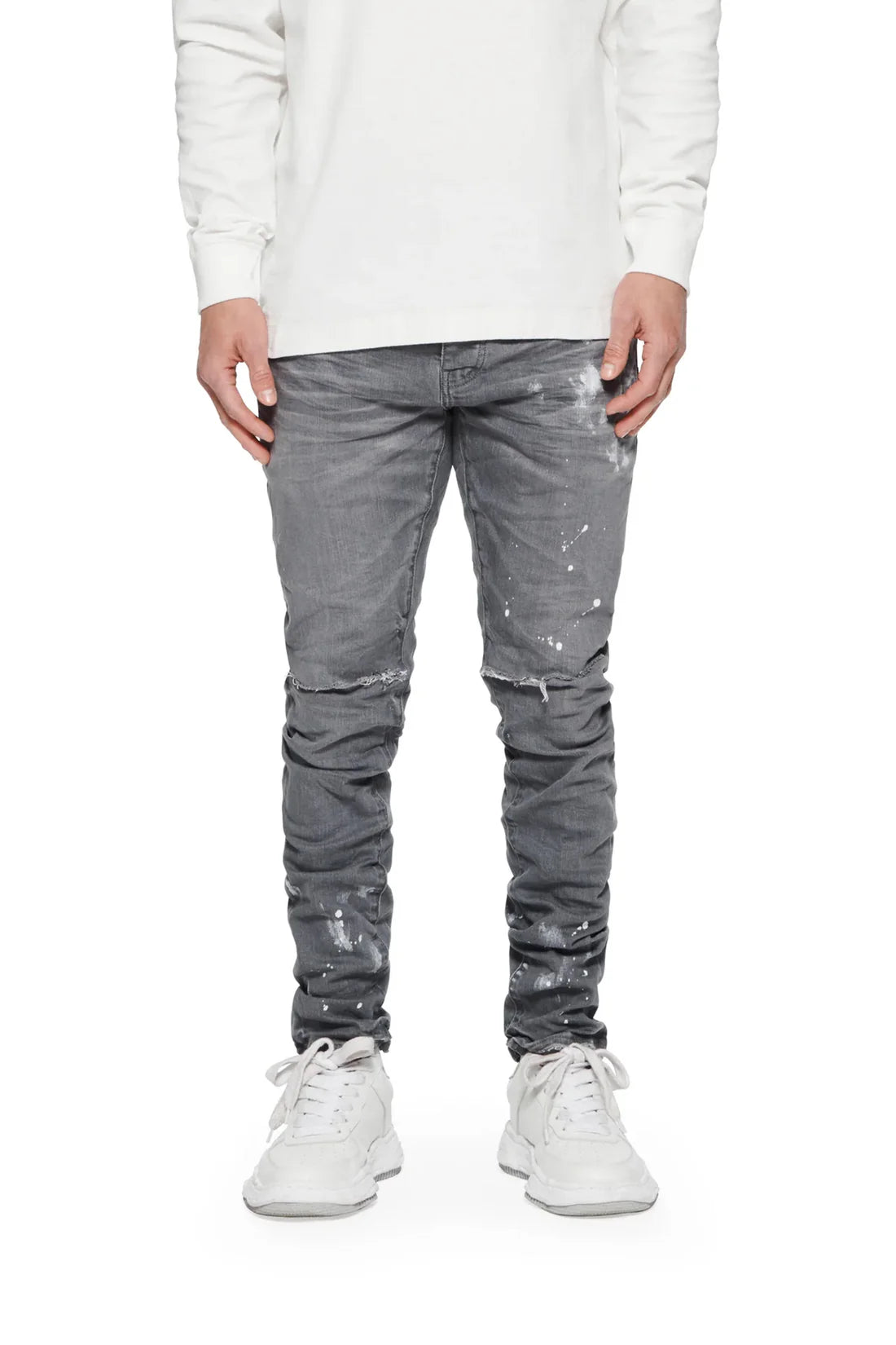 Purple Jeans Grey Knee Slit