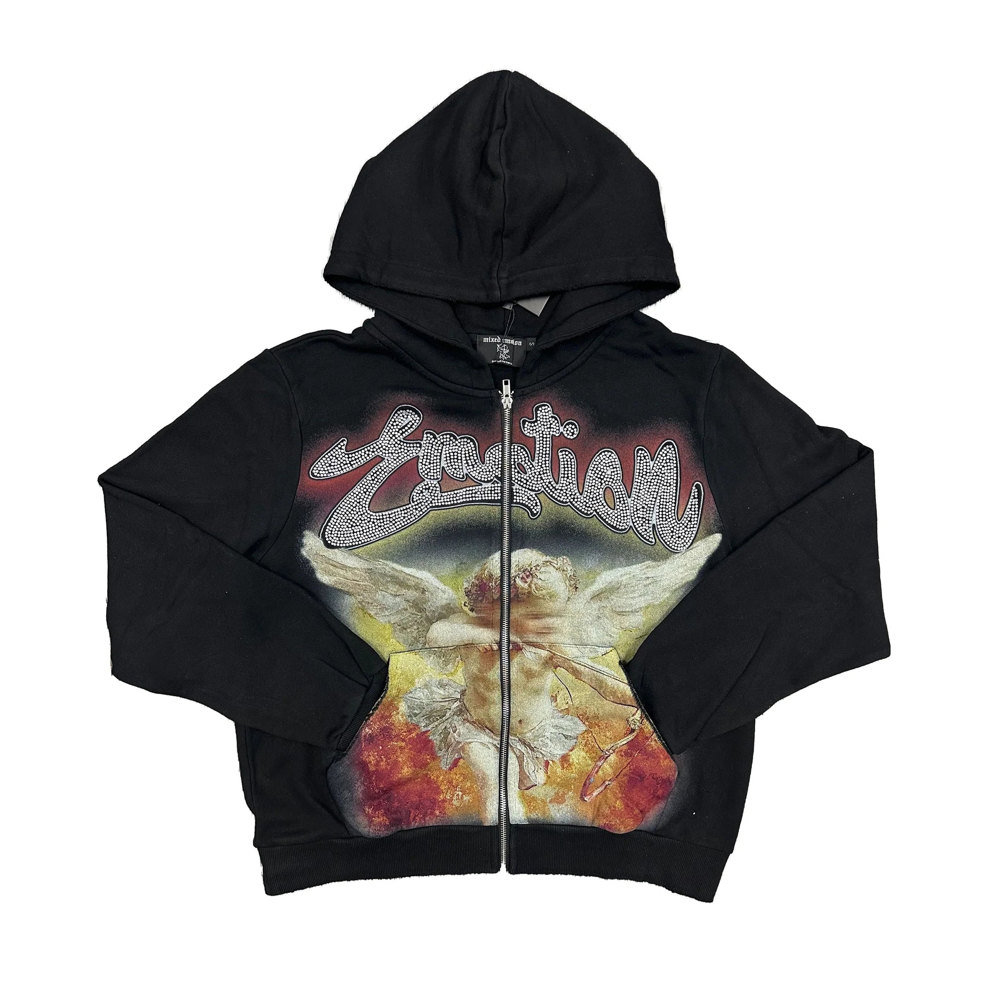 Mixed Emotions Rhinestone Hoodie Black