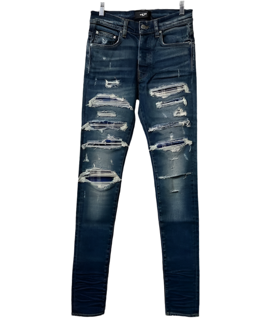 Amiri MX1 Plaid Denim Jeans