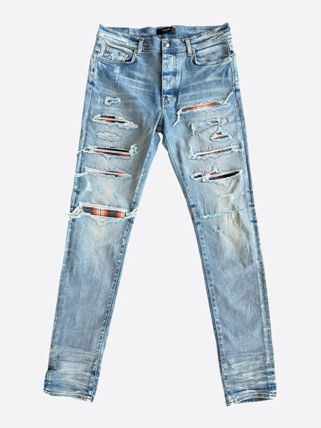 Amiri (Clay Indigo Plaid Patch Thrasher Jeans)