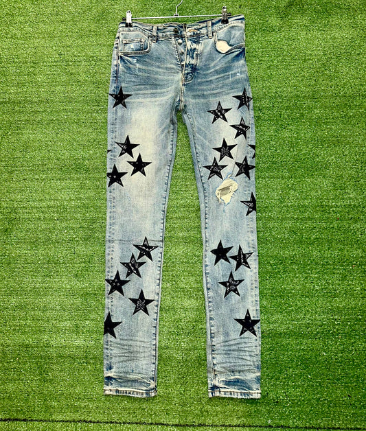 Amiri Star Patch Jeans Light Wash