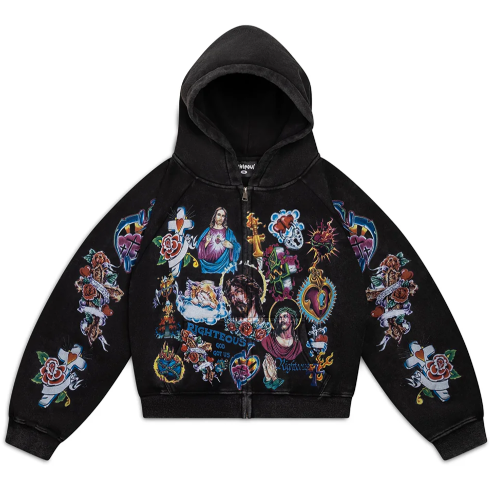 Righteous “Risen King” Zip Up Hoodie (Black)