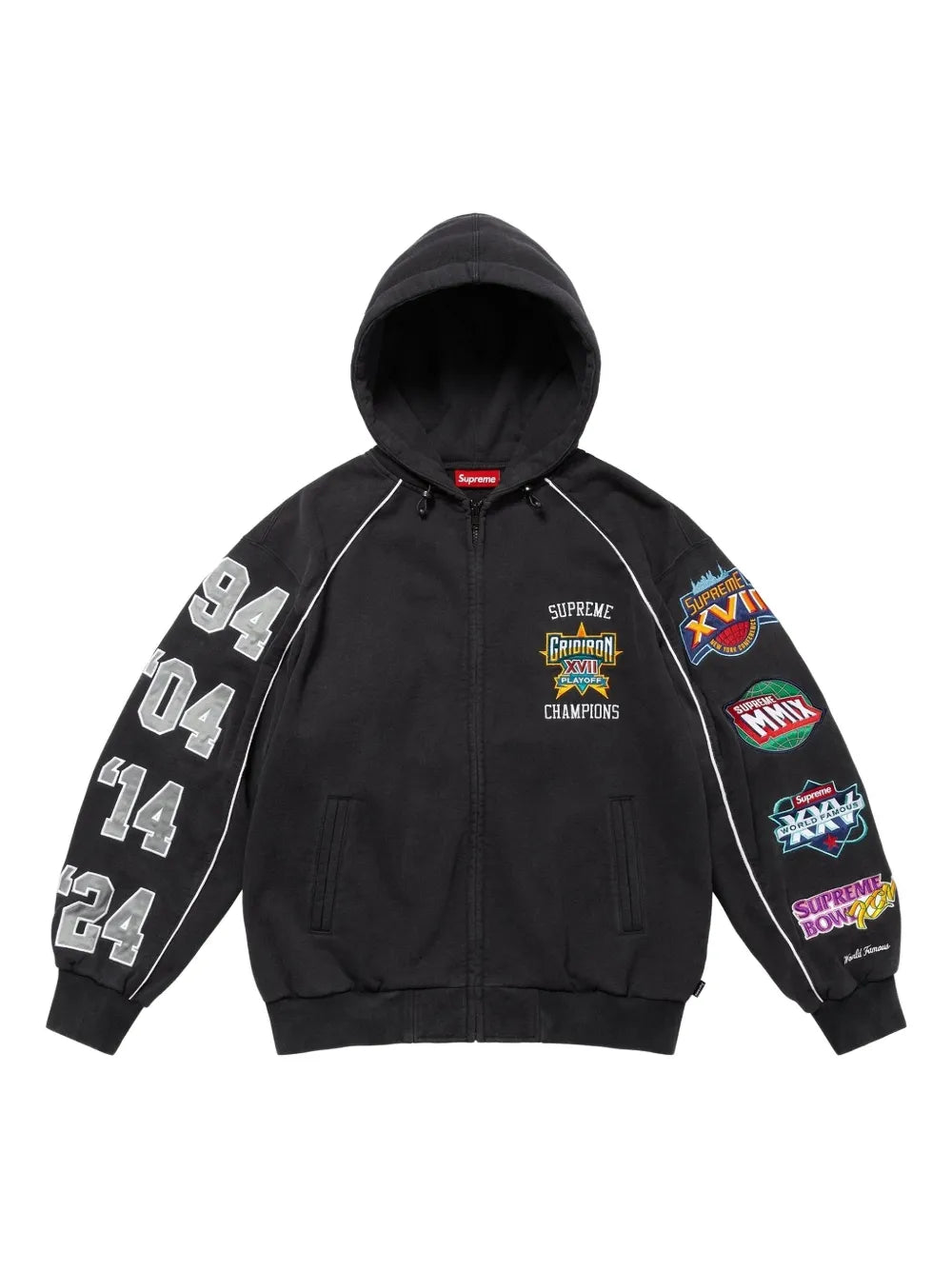 Supreme Playoffs multiple-appliqués zip-up hoodie