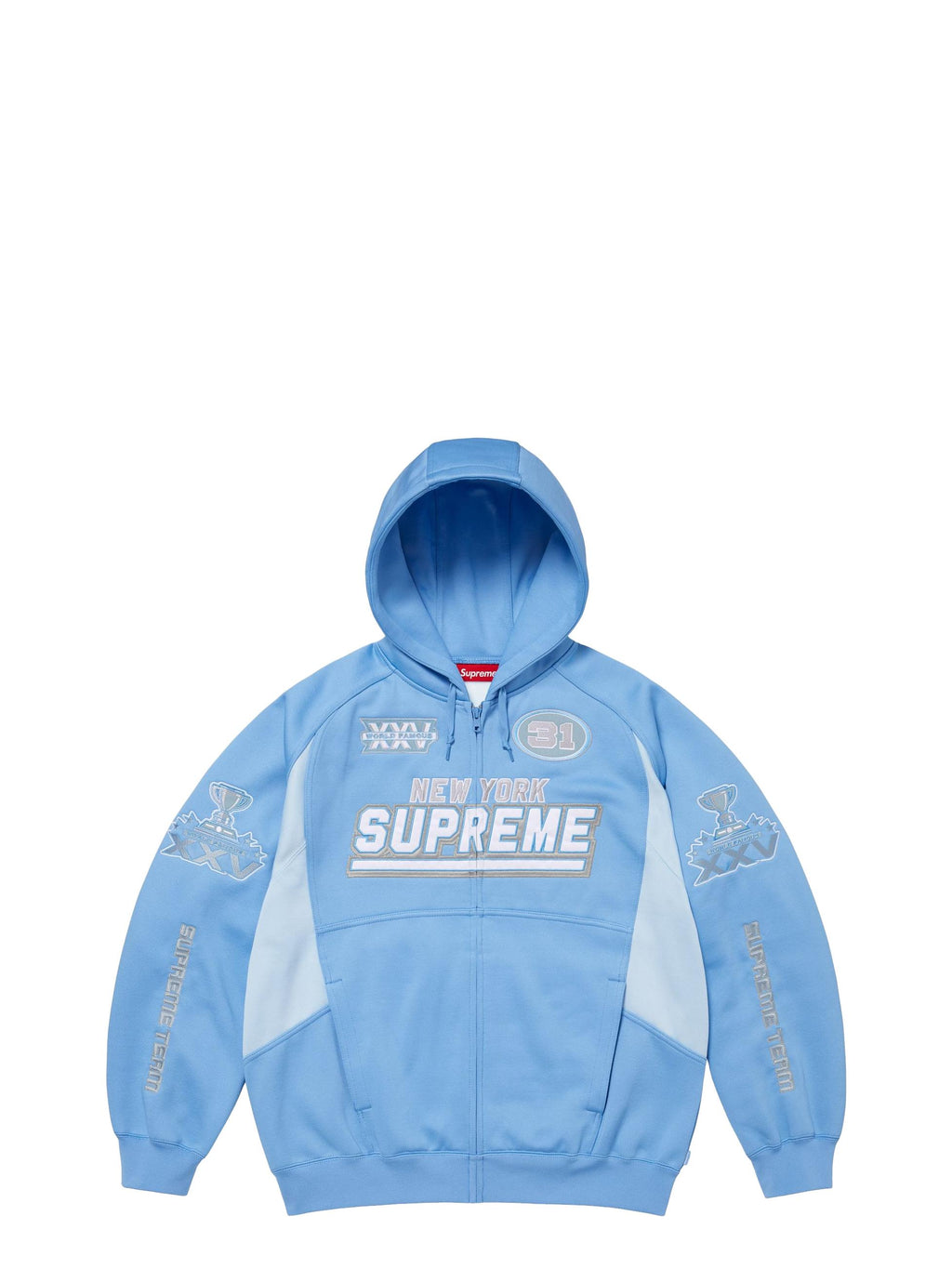 Supreme Football Zip Up Hooded Sweatshirt 'Blue'
