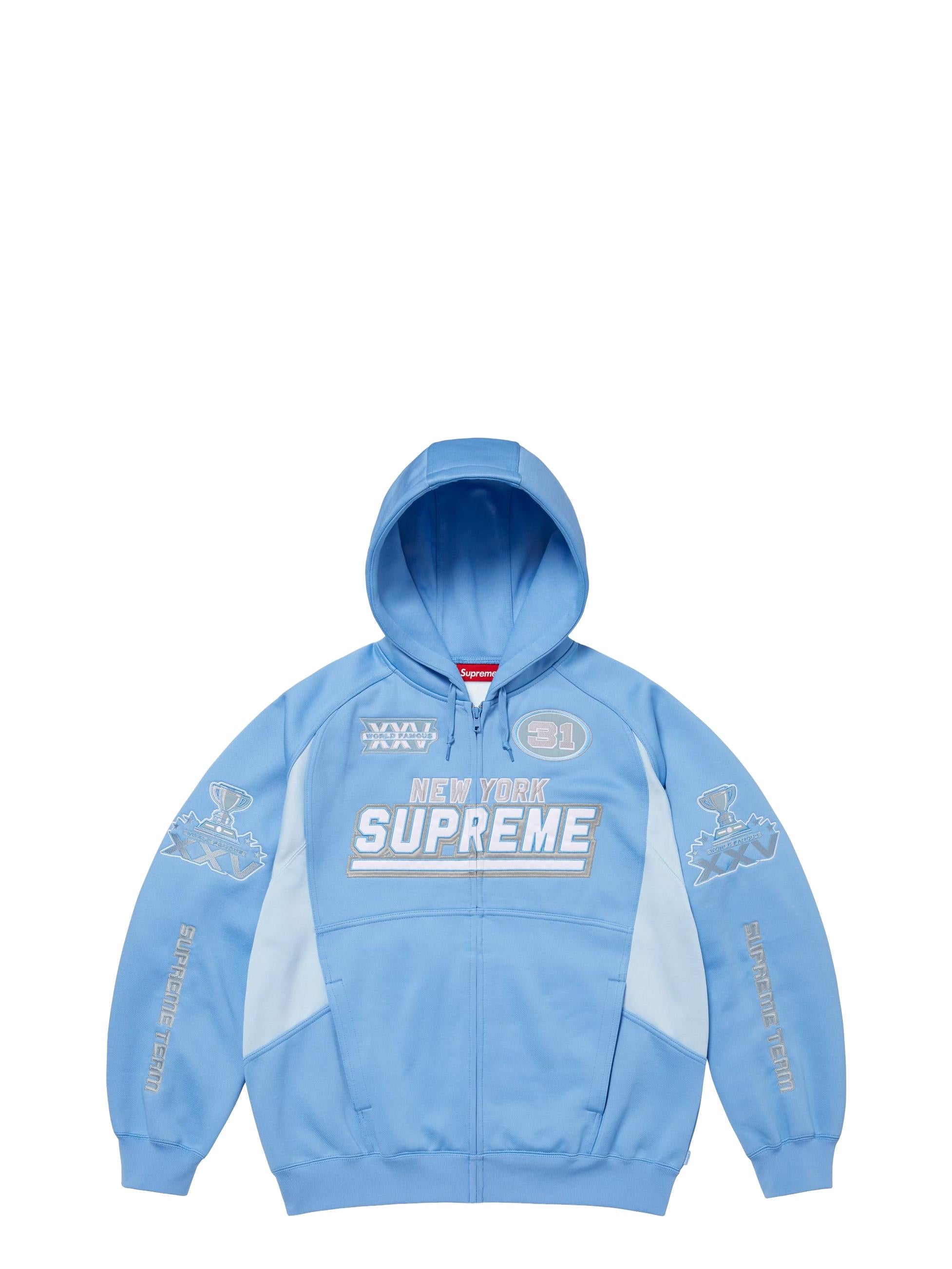 Supreme Football Zip Up Hooded Sweatshirt 'Blue'