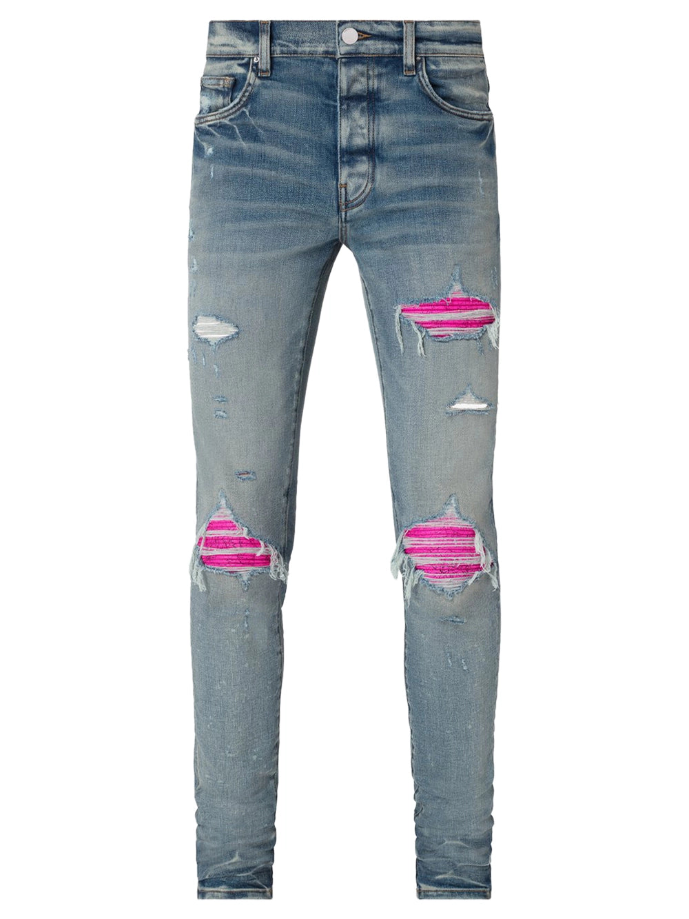 Amiri mx1 cracked pink leather jeans