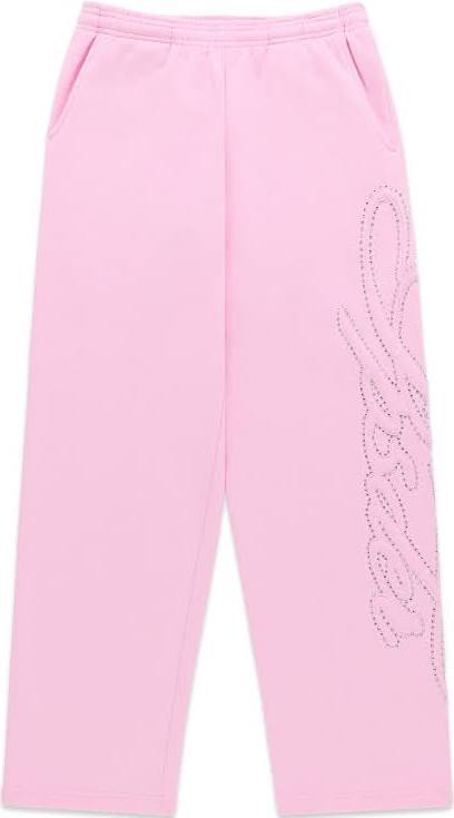 SP5DER RHINESTONE SCRIPT WIDE LEG SWEATPANT