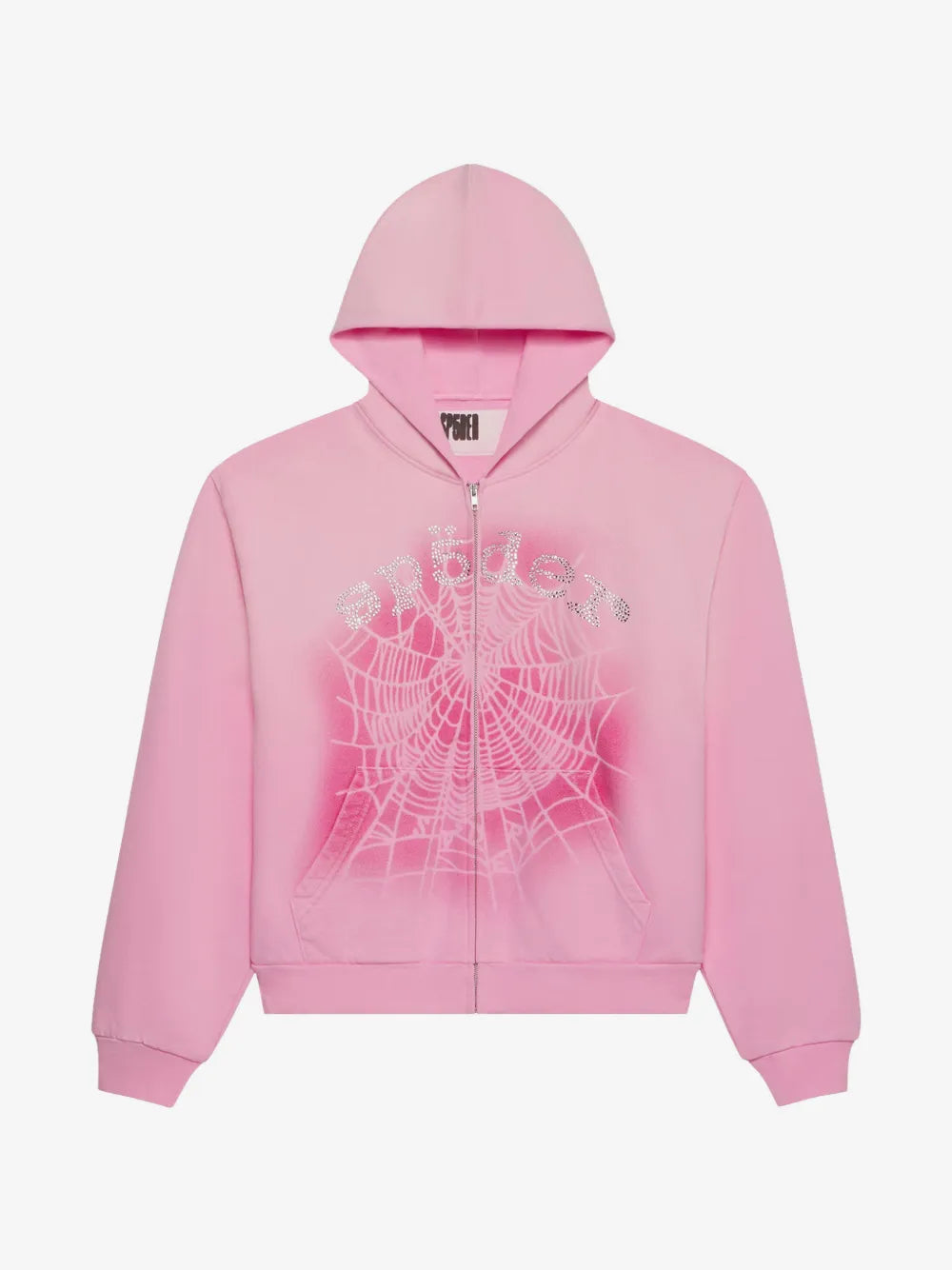 Sp5der Rhinestone Zip Up Pink
