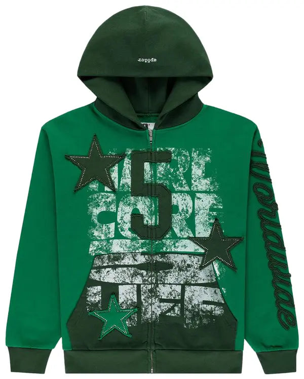 Sp5der Triple 5 Stitch Zip Up 'Green'