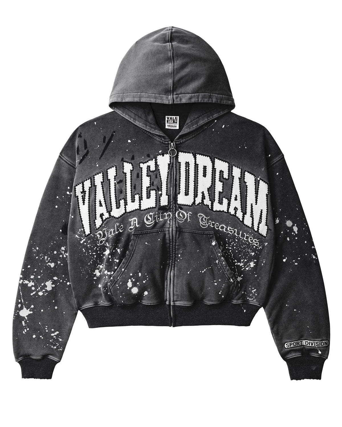 Vale Forever Paint Zip Up Hoodie Black
