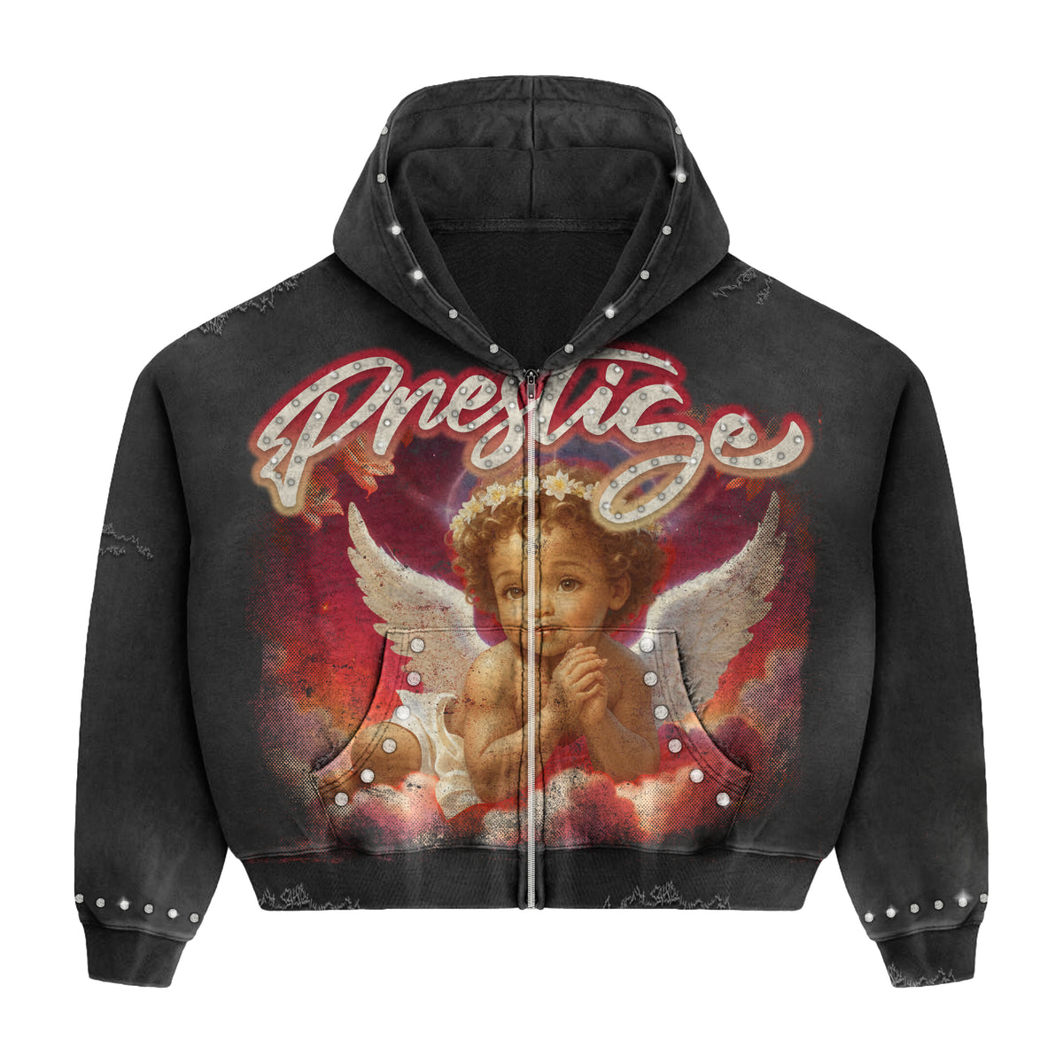Black Prestige Angel Hoodie Red