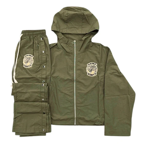Saint Vanity Nylon Hooded Set “Army Green”
