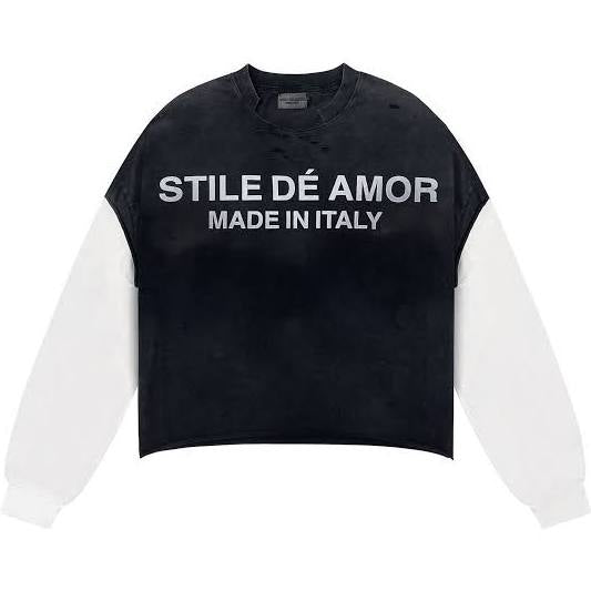 Stile De Amor NERO SU BIANCO Long Sleeve Tee