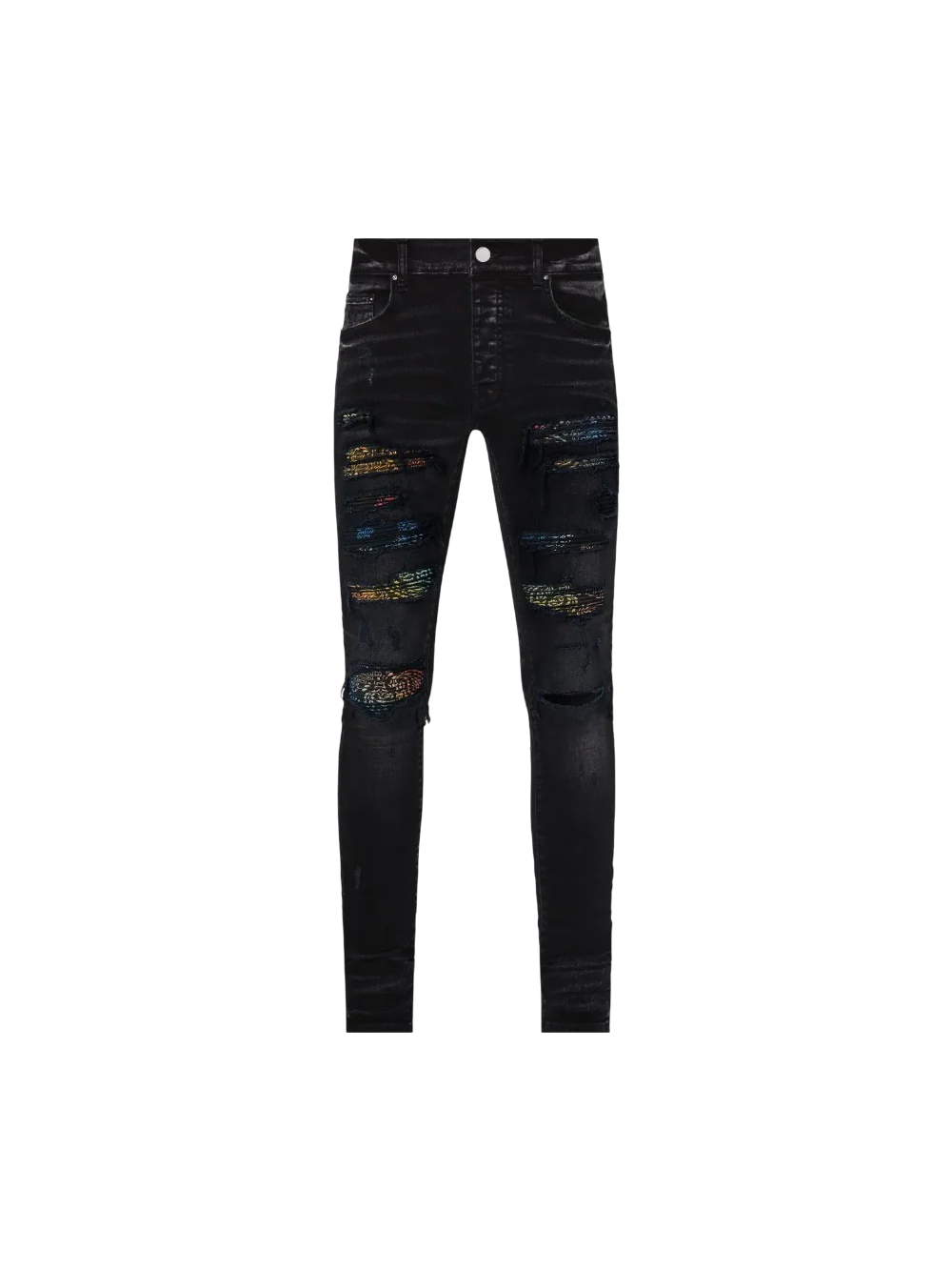 Amiri 'Thrasher Rainbow Paisley' Black Jeans
