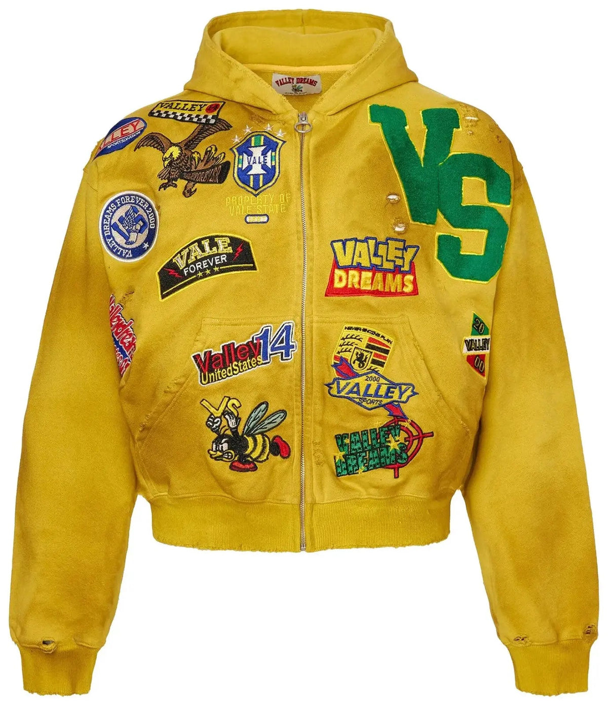 Vale Forever 'Doodle' Yellow Zip Up Hoodie