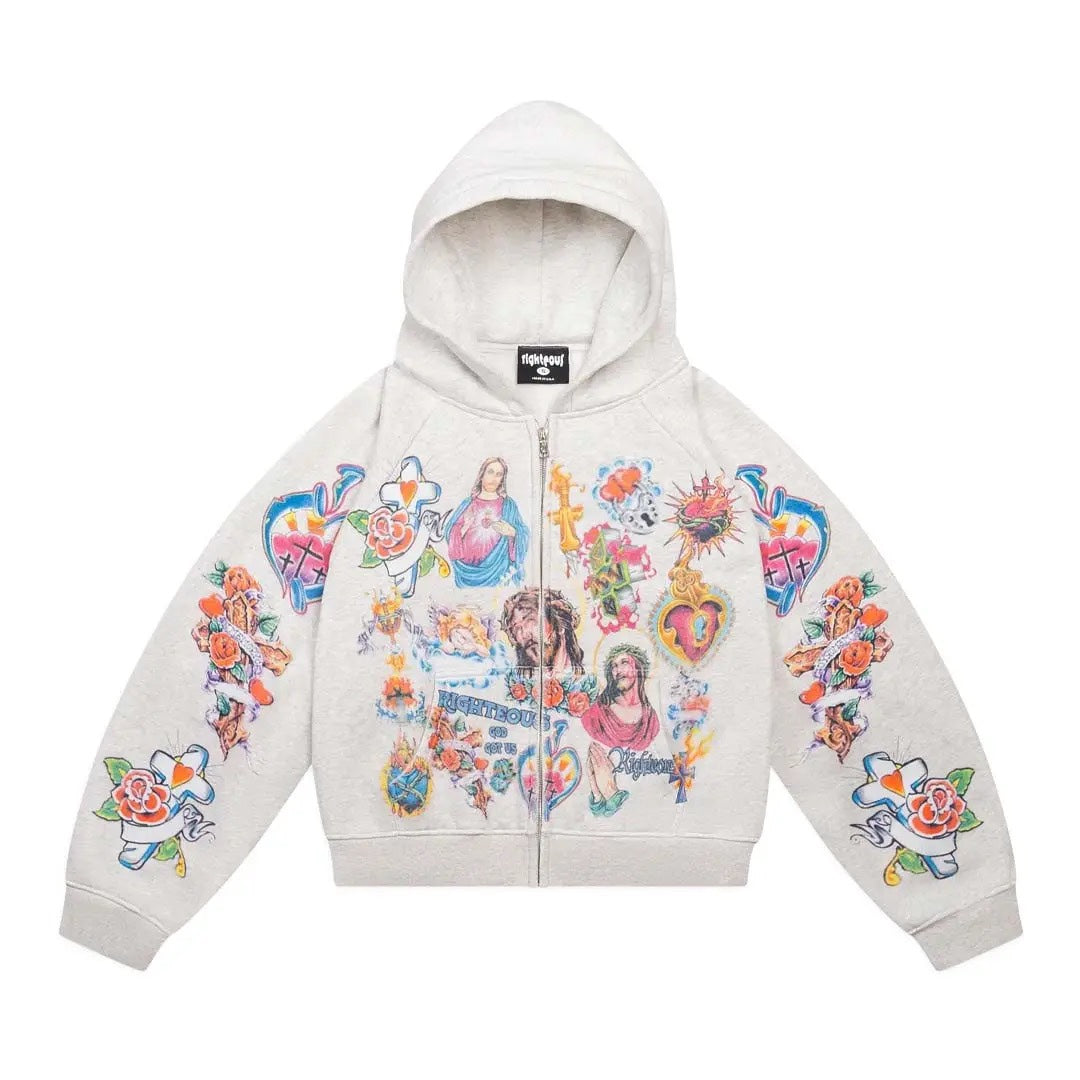 Righteous “Risen King” Zip Up Hoodie (Grey)