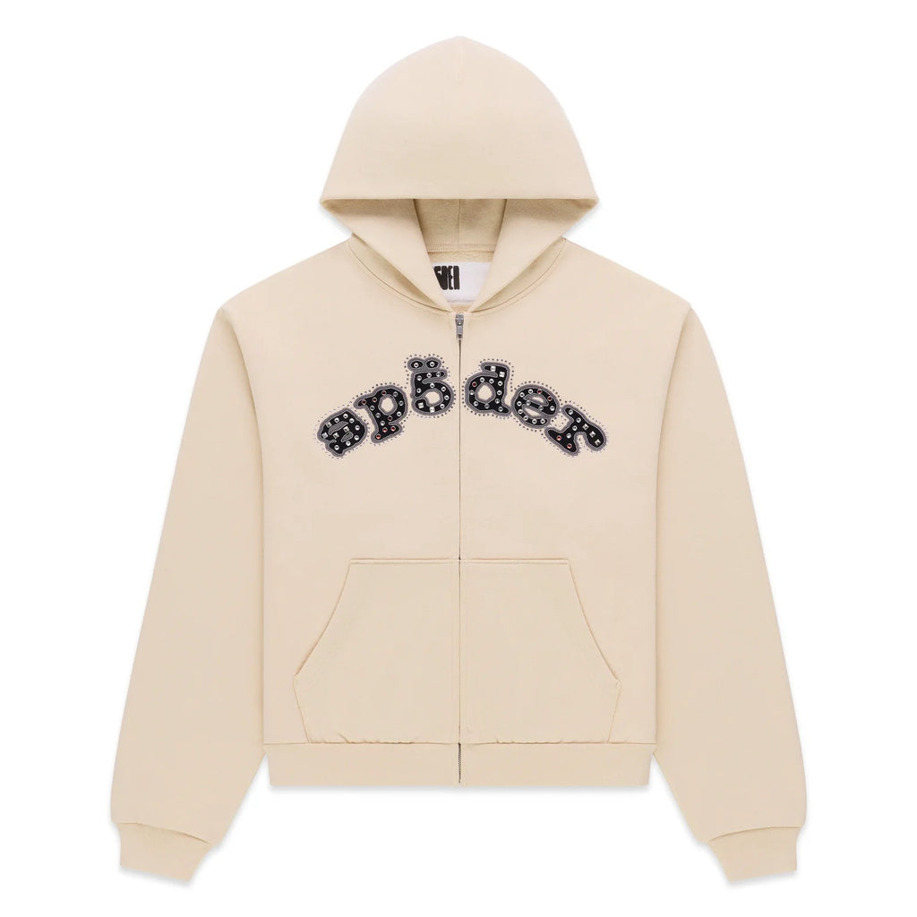 Sp5der Mixed Stone Zip Up Crème