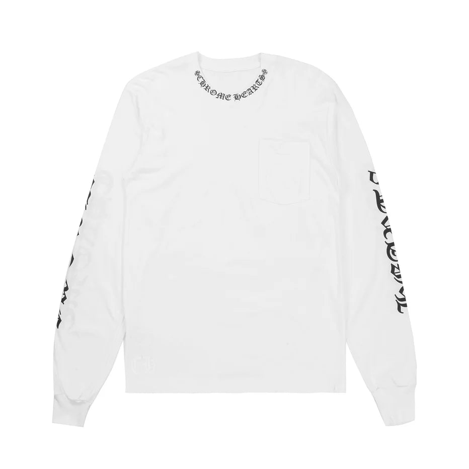 Chrome Hearts Neck Logo Longsleeve White Black
