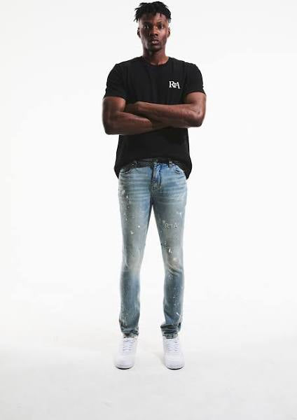 RTA Clayton Splattered Indigo Dusk Jeans for Men