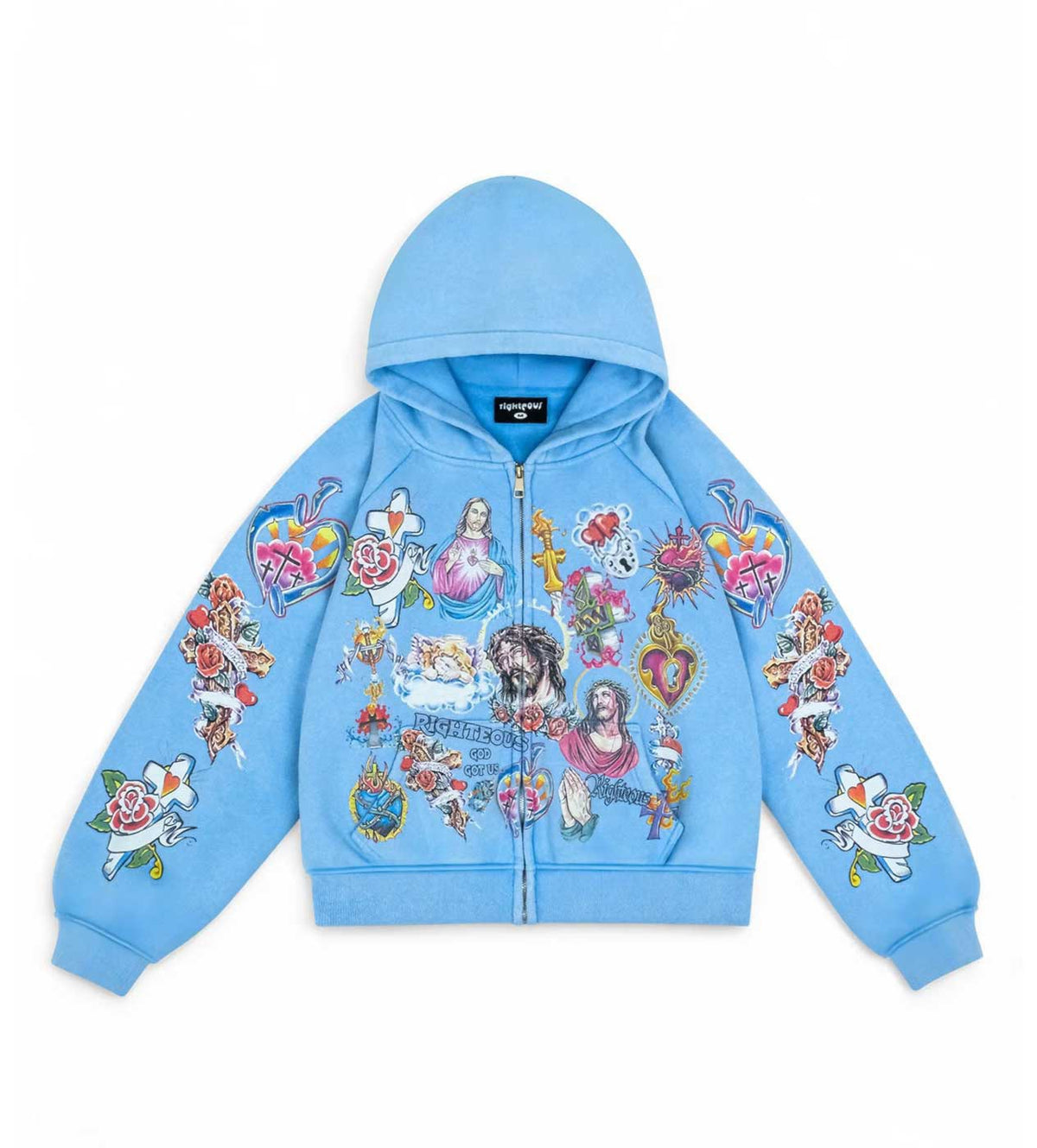 Righteous “Risen King” Zip Up Hoodie (Sky Blue)